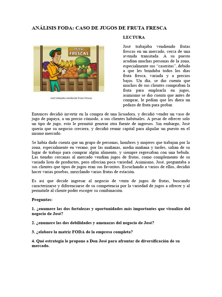 Análisis FODA de Jugos de Fruta Fresca | PDF | Análisis FODA | Economias