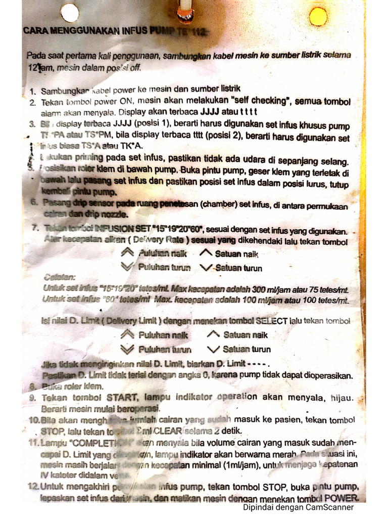 SOP Infusion Pump Terumo TE112 PDF
