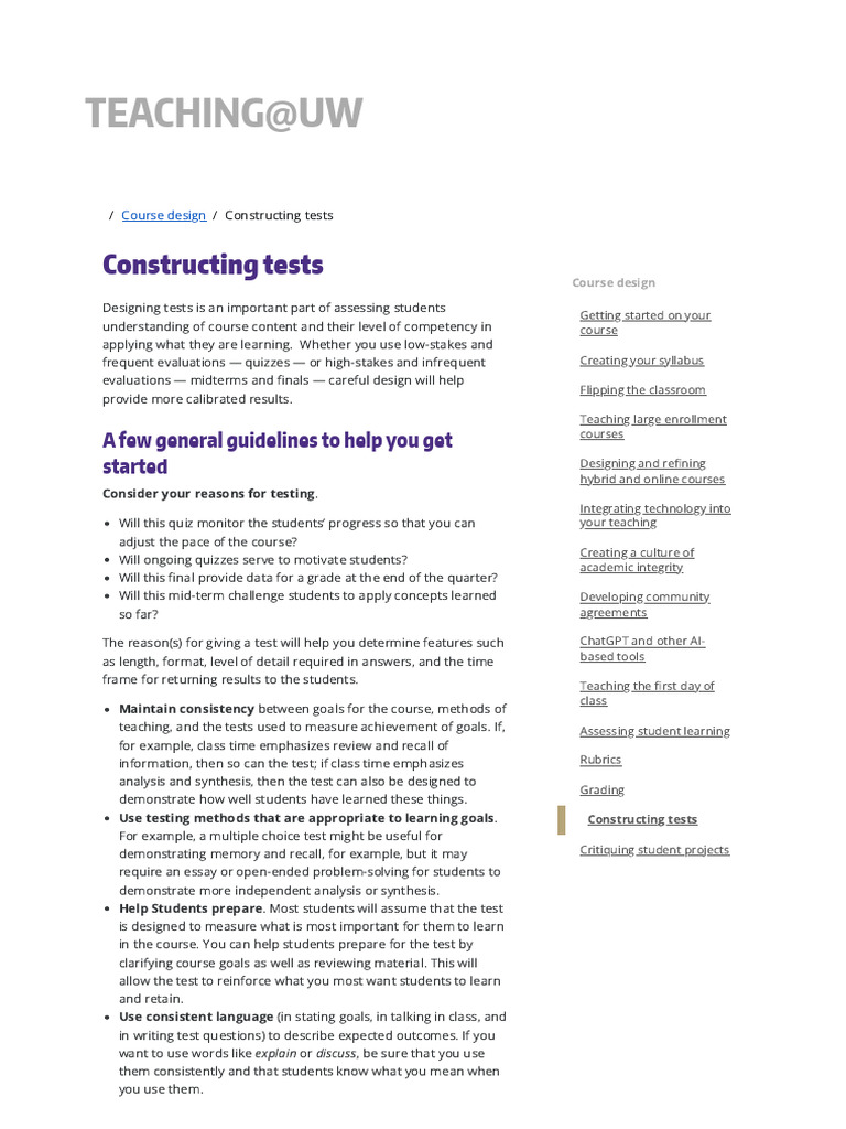 Test Construction Guidelines | PDF | Multiple Choice | Essays