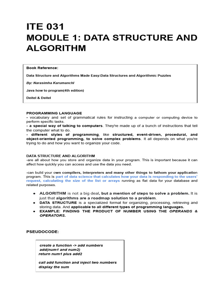 DATA STRUCTURE & ALGORITHM (1) | PDF | Time Complexity | Algorithms