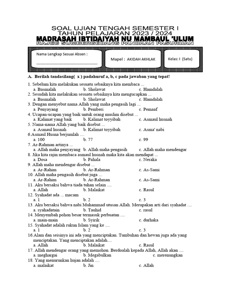 soal-pts-akidah-akhlak-kelas-1-6-2023-pdf