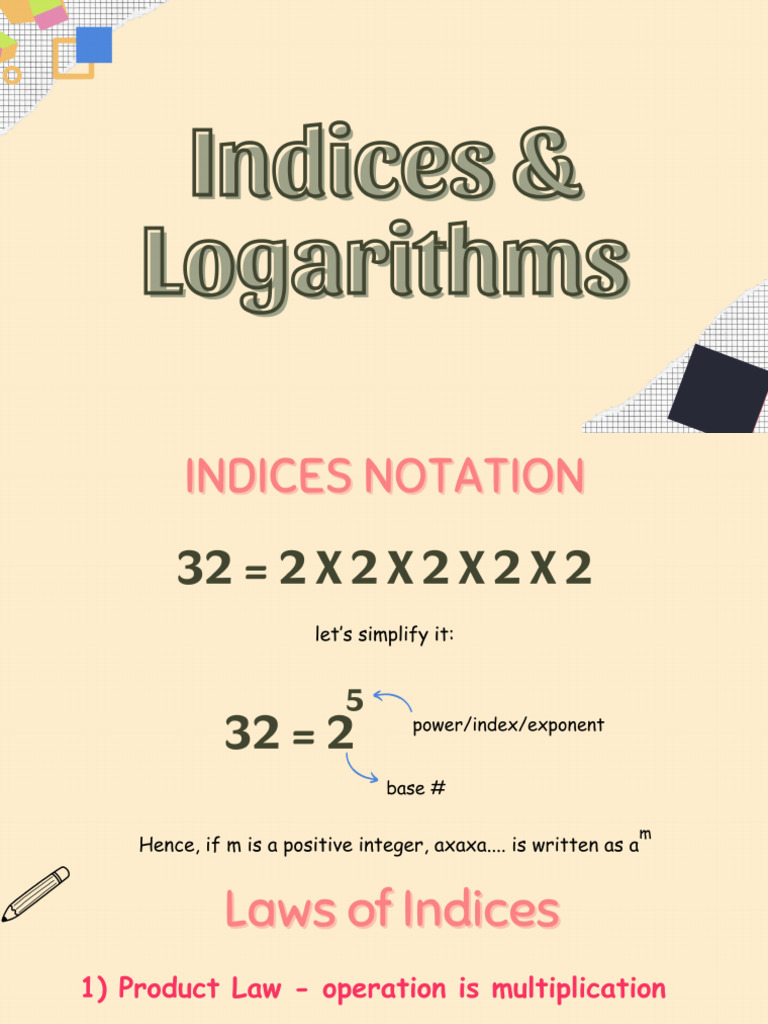 Indices and Logarithms PDF