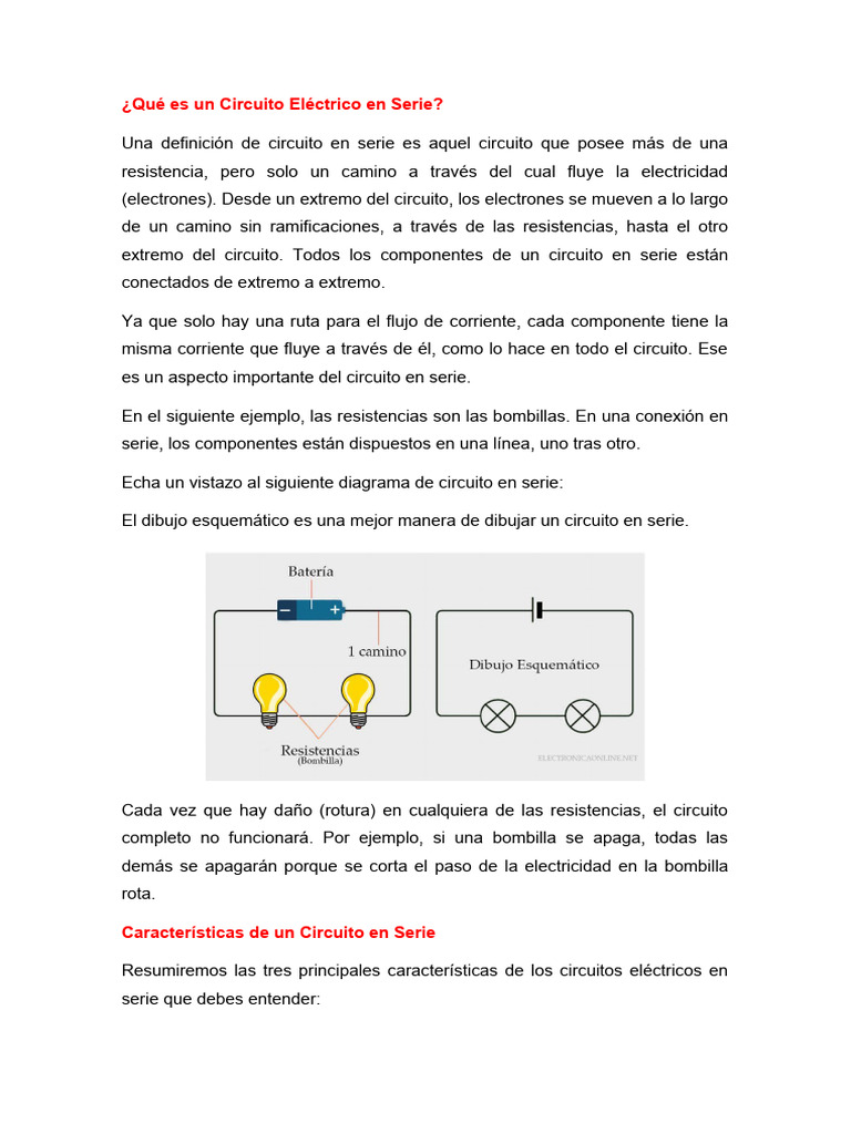 Qué Es Un Circuito Eléctrico en Serie | Descargar gratis PDF