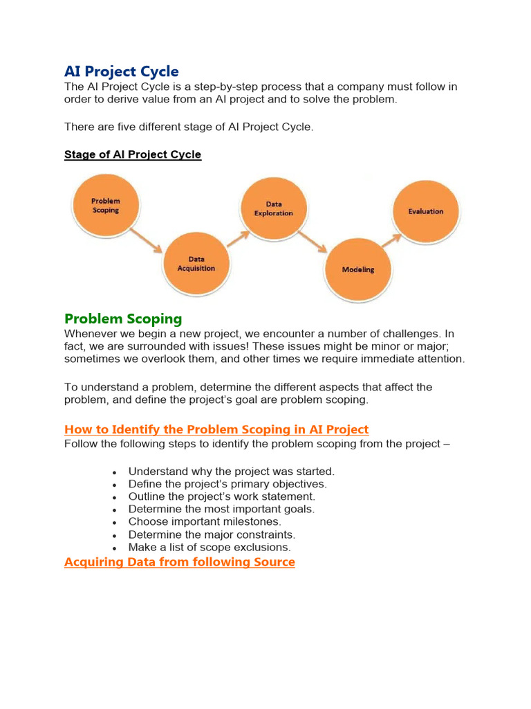 AI Project Cycle | PDF | Artificial Intelligence | Intelligence (AI ...