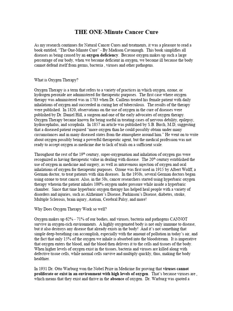 The one minute cancer cure pdf oxygen hydrogen peroxide