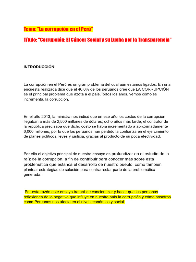 Tema La Corrupción Descargar Gratis Pdf Corrupción Política Perú