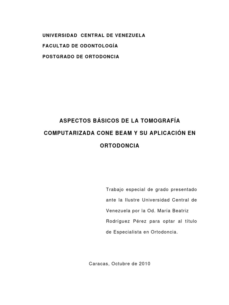 Cone Beam en Ortodoncia: Aspectos Clave | PDF | Ct Scan | Rayo X