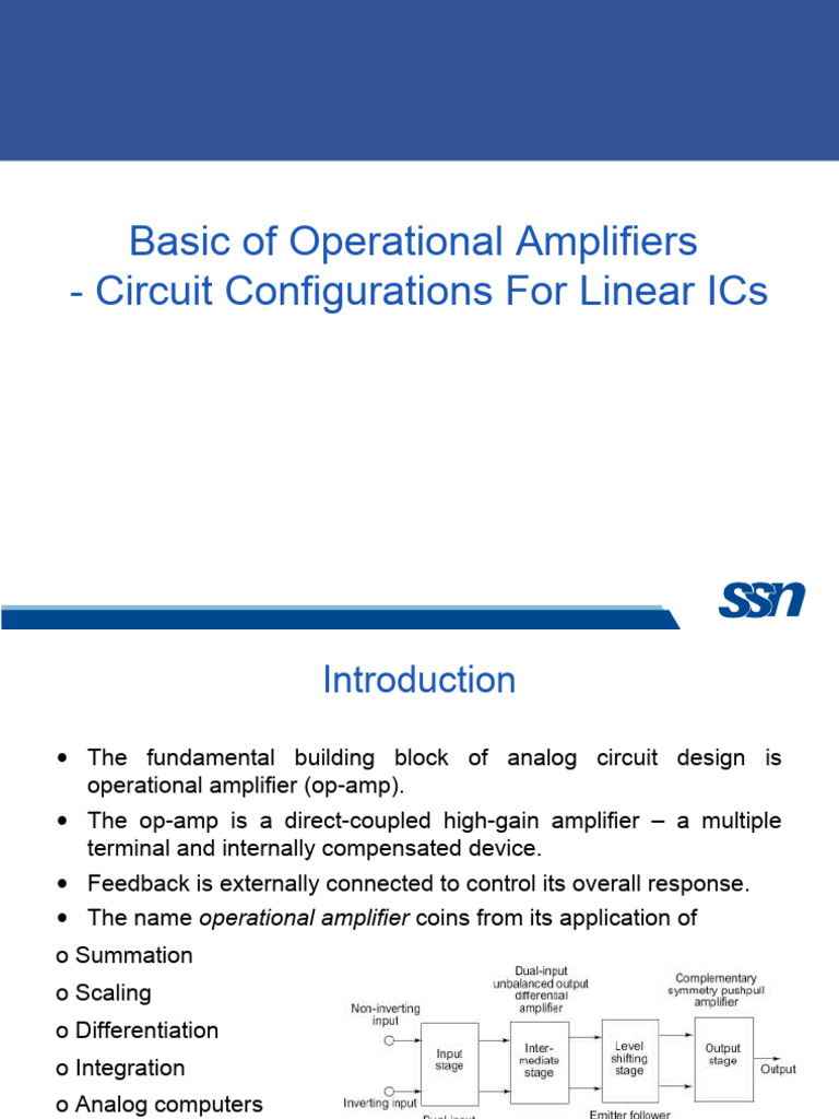 Basic of Operational Amplifiers | PDF | Operational Amplifier | Amplifier
