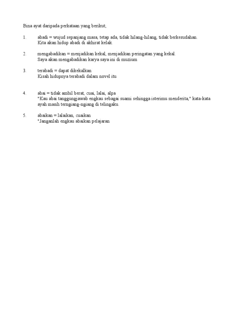Bina Ayat Daripada Perkataan Yang Berikut Pdf