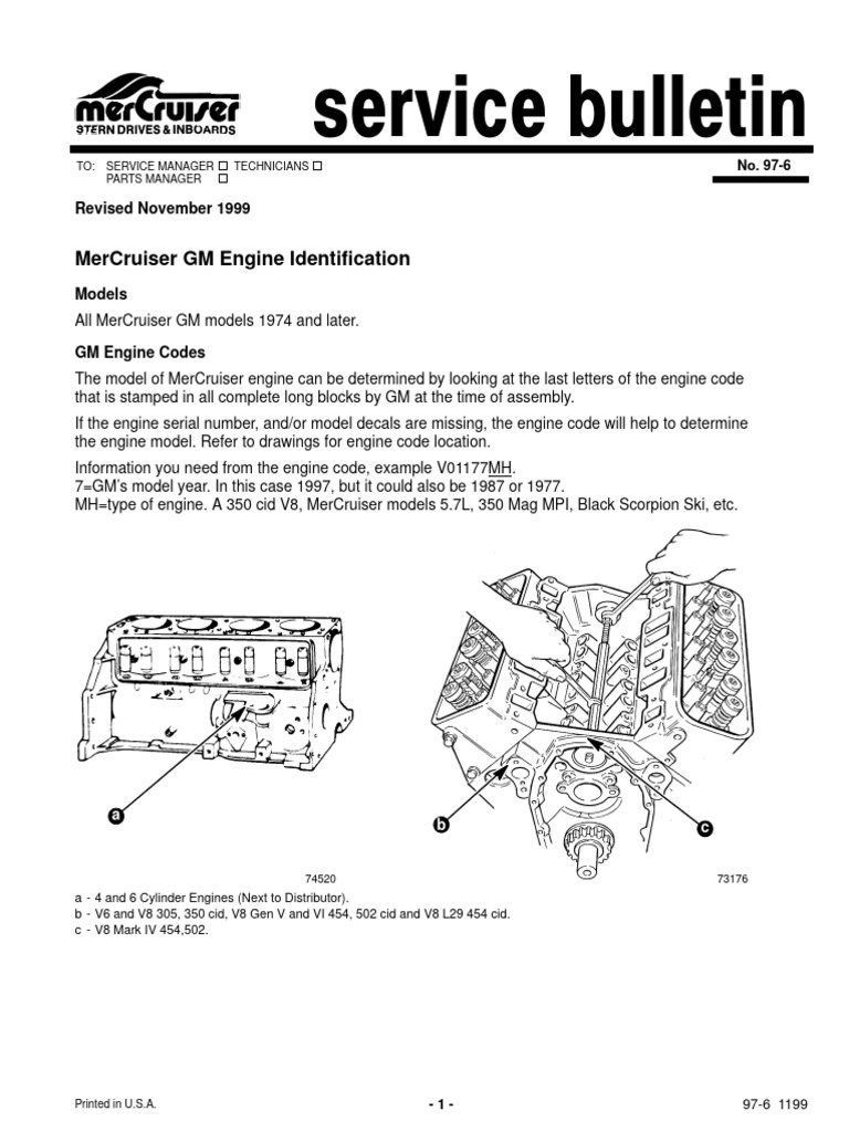 Mercruiser Engine Codes | PDF | V8 Engine | Engines