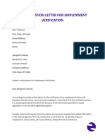 Authorization Letter For Employment Verification
