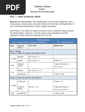 Grade 1 - Pacing Guide