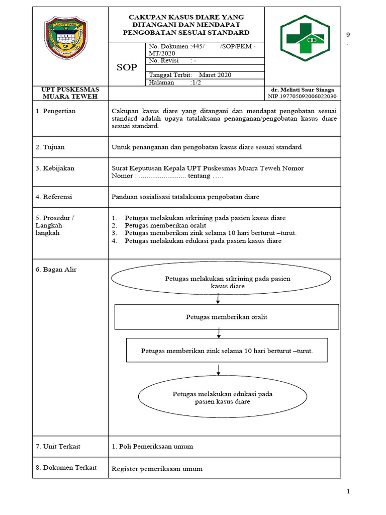 SOP Penanganan Diare di Puskesmas | PDF