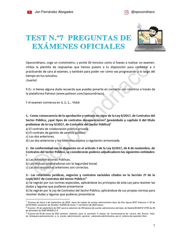 Test Ley 9/2017 Contratos Públicos | PDF | Gobernancia | Gobierno