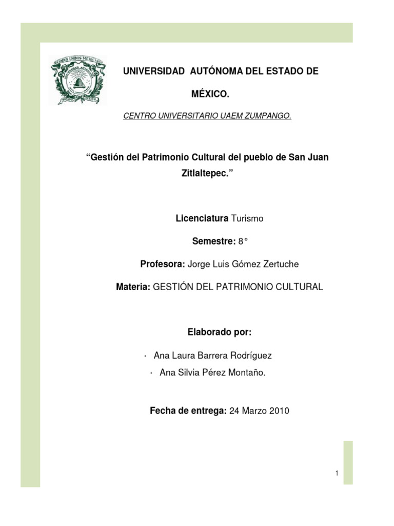 Gestion Del Patrimonio Cultural San Juan Zitlaltepec PDF Carnaval
