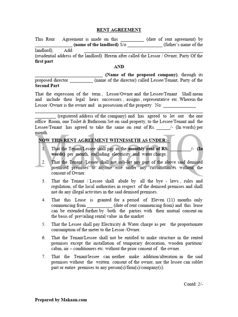 Office Rent Agreement Template | PDF | Lease | Leasehold Estate