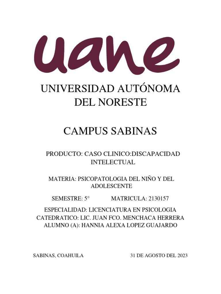 Caso Clinico De Discapacidad Intelectual Pdf Discapacidad