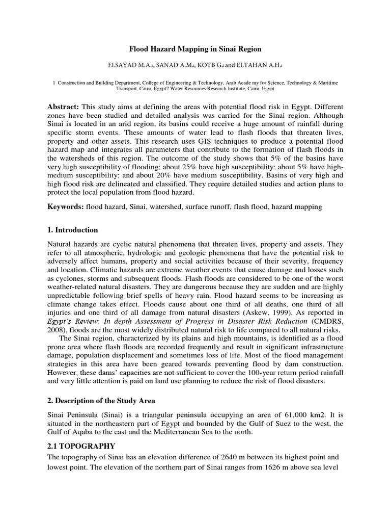 Flood Risk Mapping in Sinai Region | PDF | Drainage Basin | Flood
