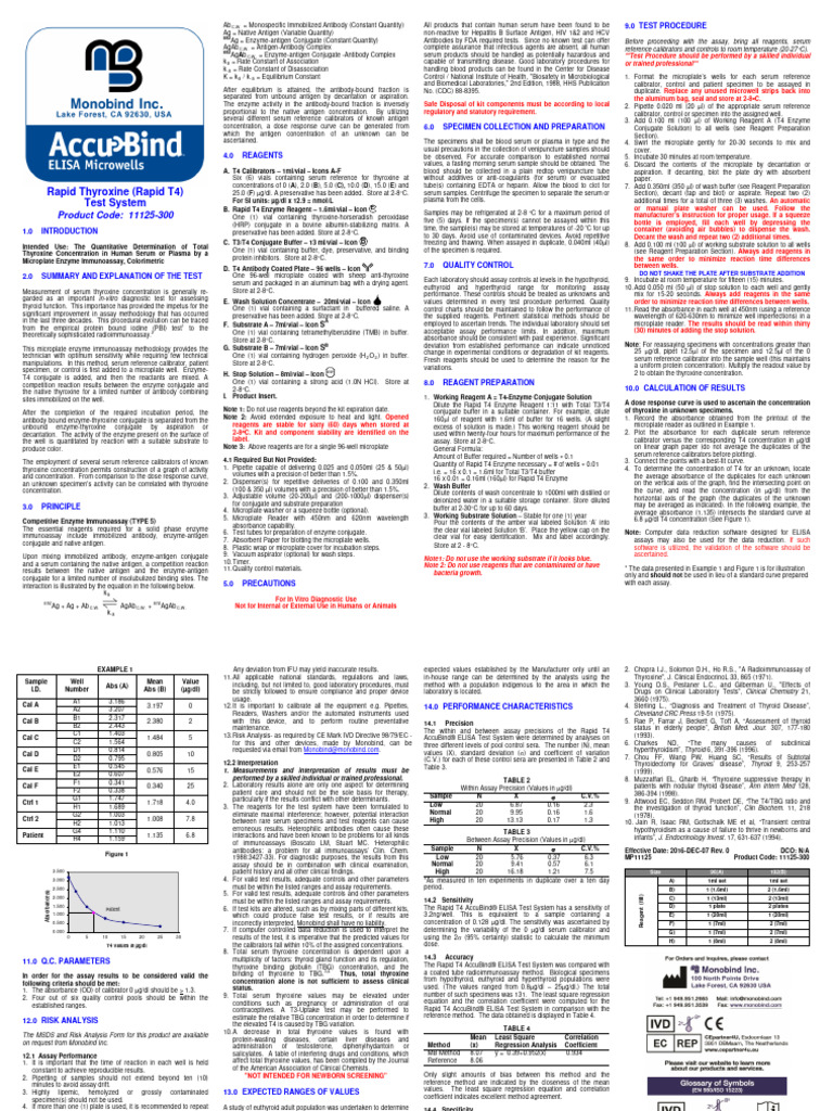 11125 300 Rapid T4 AccuBind ELISA Rev 0 PDF Elisa Medical Specialties