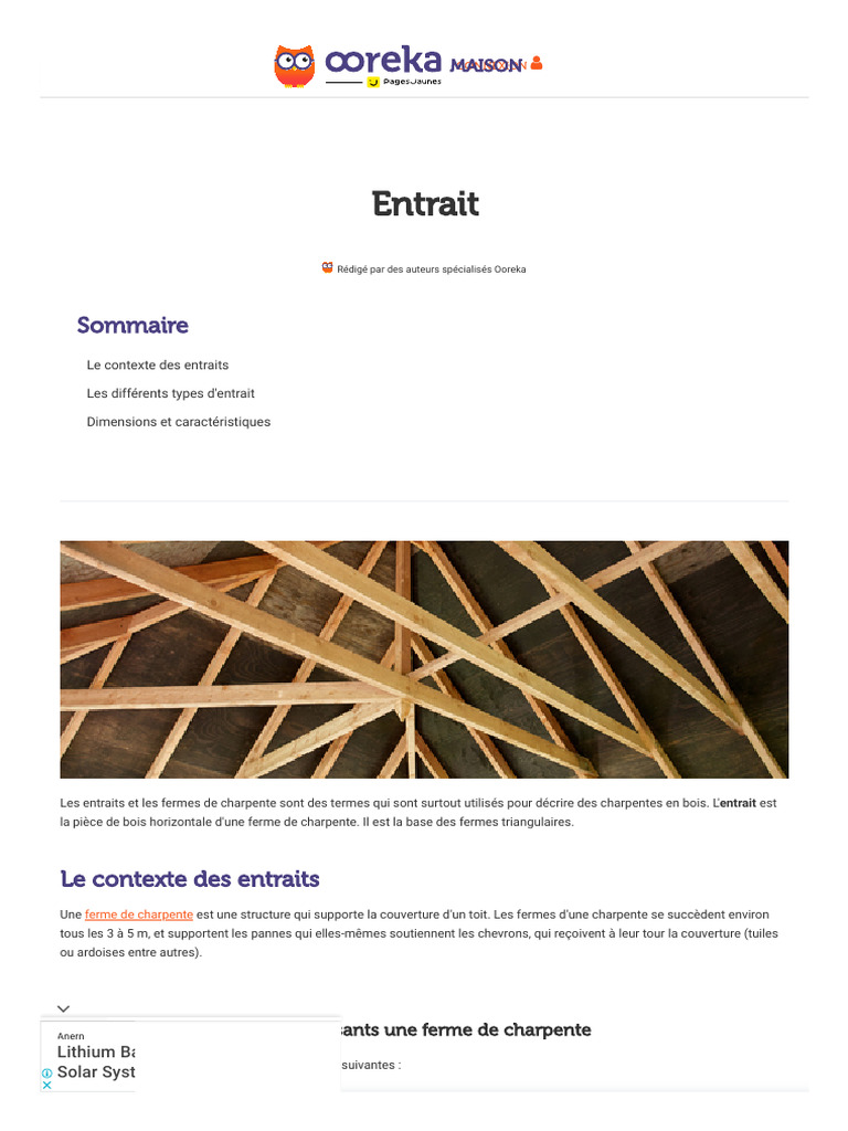 Entrait _ Types d'Entrait, Caractéristiques Et Dimensions - Ooreka ...