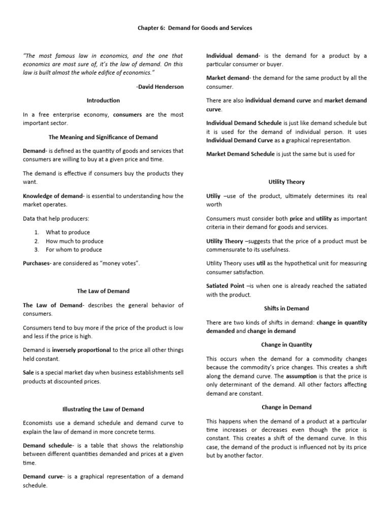 Chapter 6 Social Studies PDF Demand Demand Curve