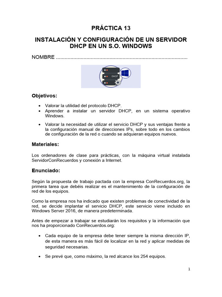 Configuración de Servidor DHCP en Windows | PDF | Dirección IP | Red de ...