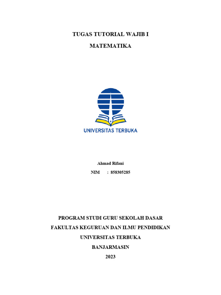 Tugas Tutorial Matematika PGSD 2023 | PDF | Metode & Bahan Ajar