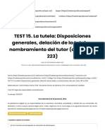 TEST 15. La Tutela - Disposiciones Generales, Delación de La Tutela y Nombramiento Del Tutor (Arts. 199 A 223) - Ludoteca Jurídica