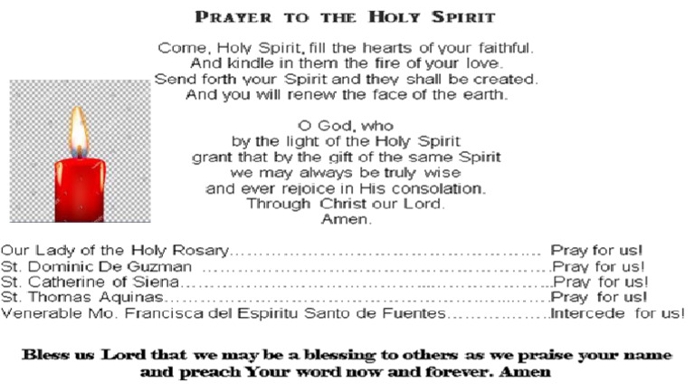Prayer To The Holy Spirit | PDF