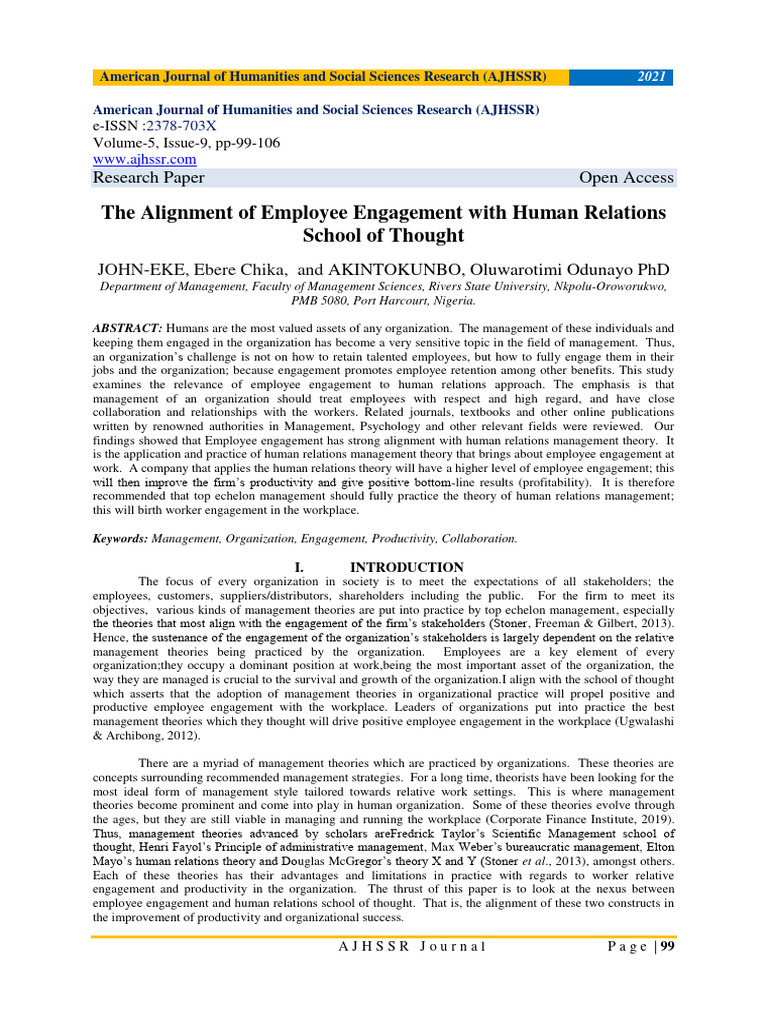 Employee Engagement and Human Relations Theory | PDF | Employment | Job ...