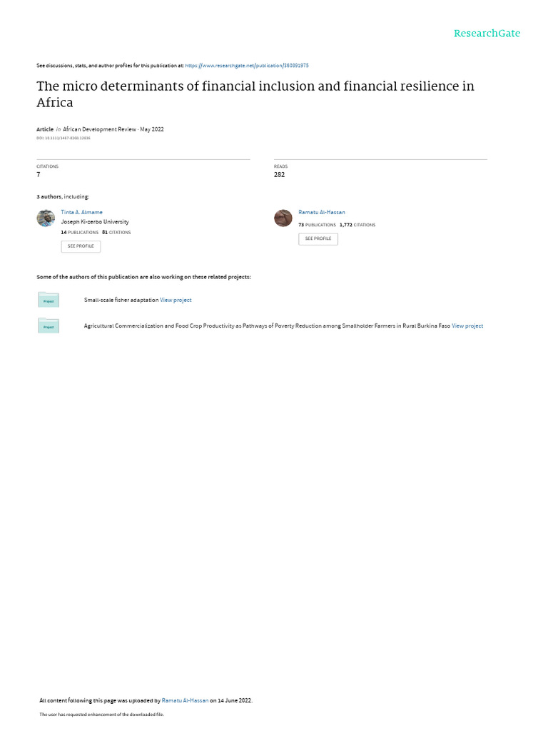 Micro Determinants of Financial Inclusion in Africa | PDF | Financial ...