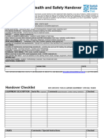 Management and Health Safety Handover Checklist