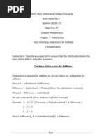 Class 5 Mathematics Subtraction Worksheet No.7