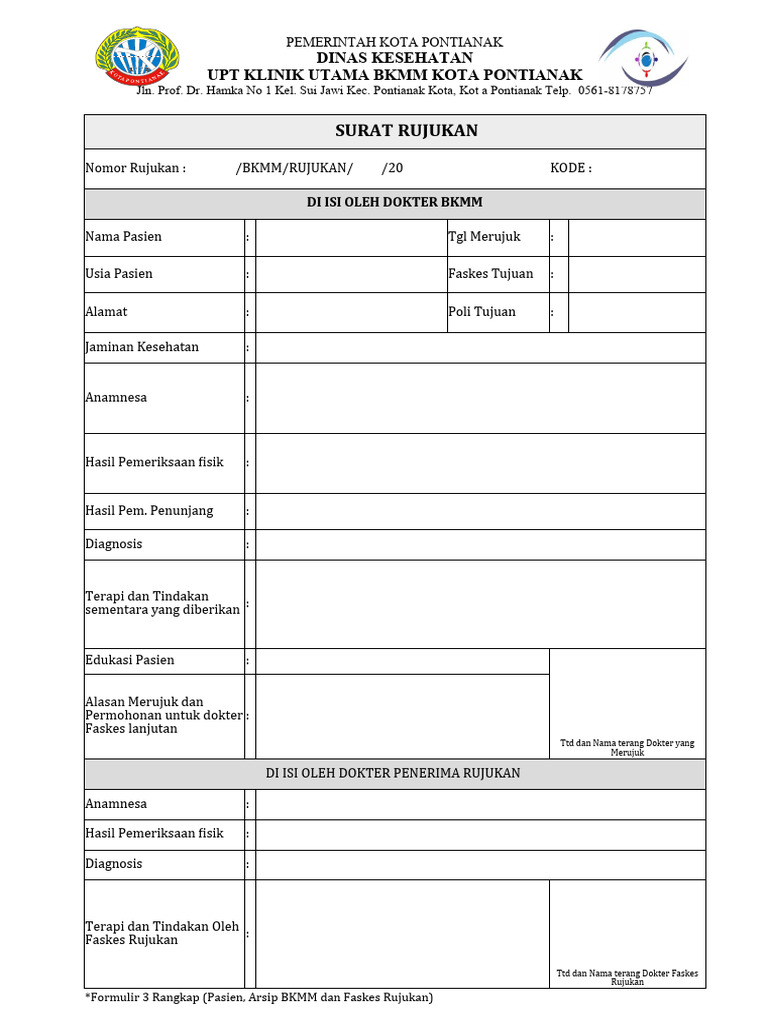 Surat Rujukan Faskes BKMM Pontianak | PDF
