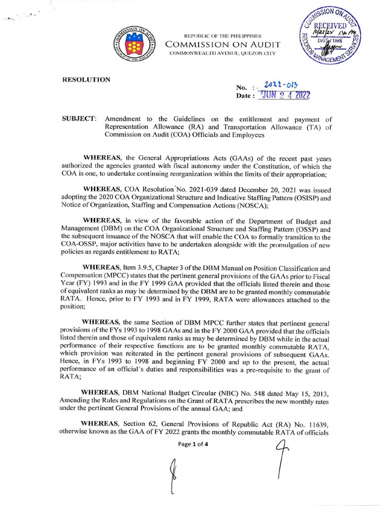 COA Resolution No. 2022 013 RATA Guidelines PDF