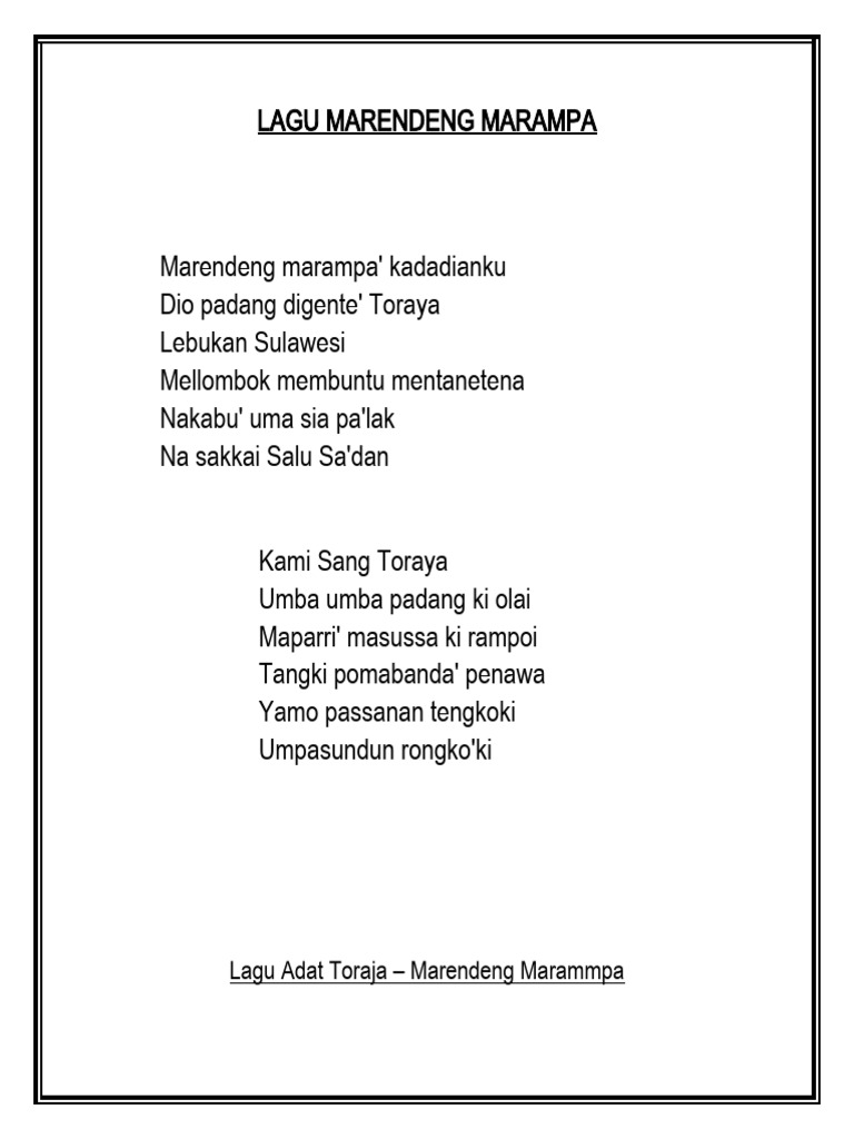 Lirik Lagu Mandar Lamba Tammembali