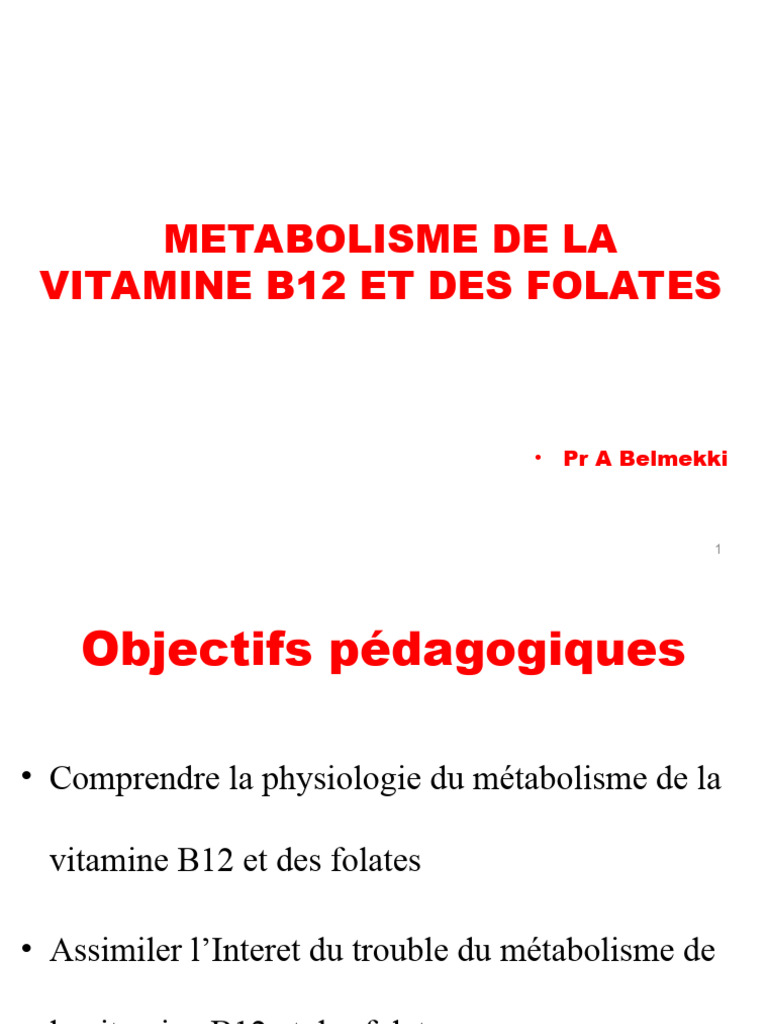 43 Métabolisme Vit B12 Et Folates S PDF Vitamine B12 Anatomie