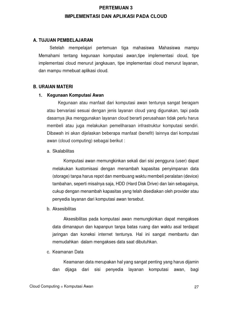 Manfaat dan Tipe Implementasi Cloud | PDF
