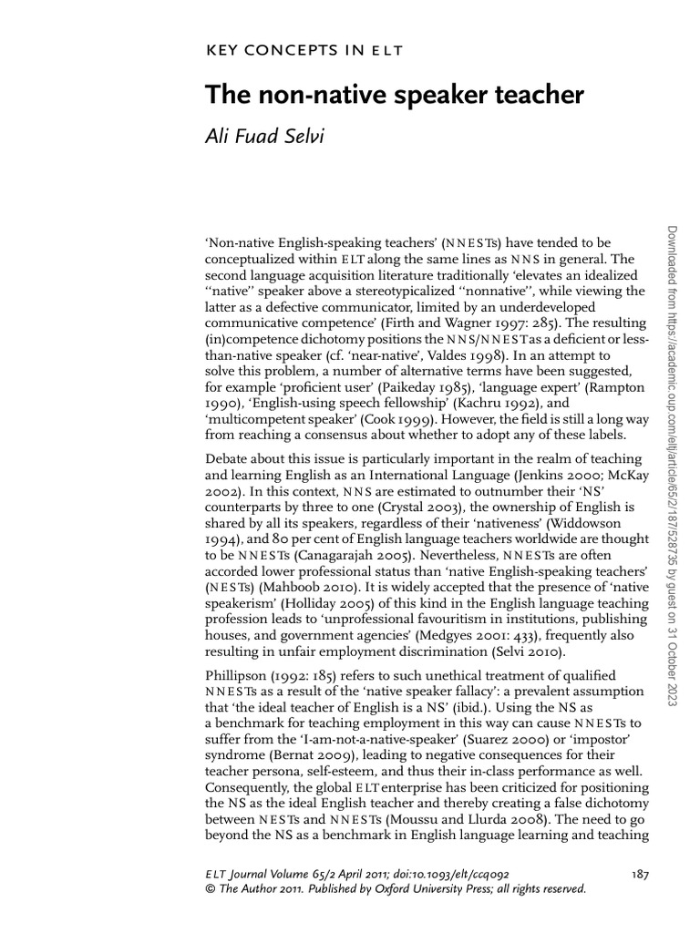 Non Native Speaker Example