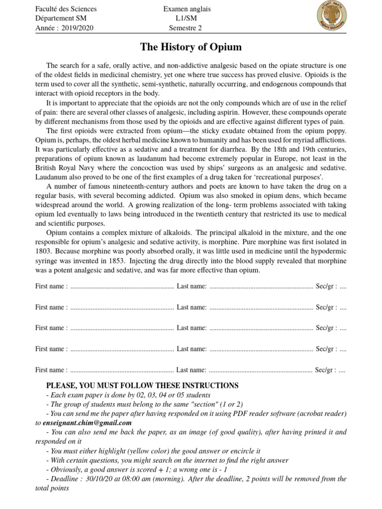 History and Uses of Opium and Morphine | PDF | Opioid | Opium
