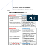 Instrumen Akreditasi Klinik 2023 Kemenkes: Bab I.Tata Kelola Klinik (TKK) 1. Standar 1.1 Pengorganisasian Klinik (TKK