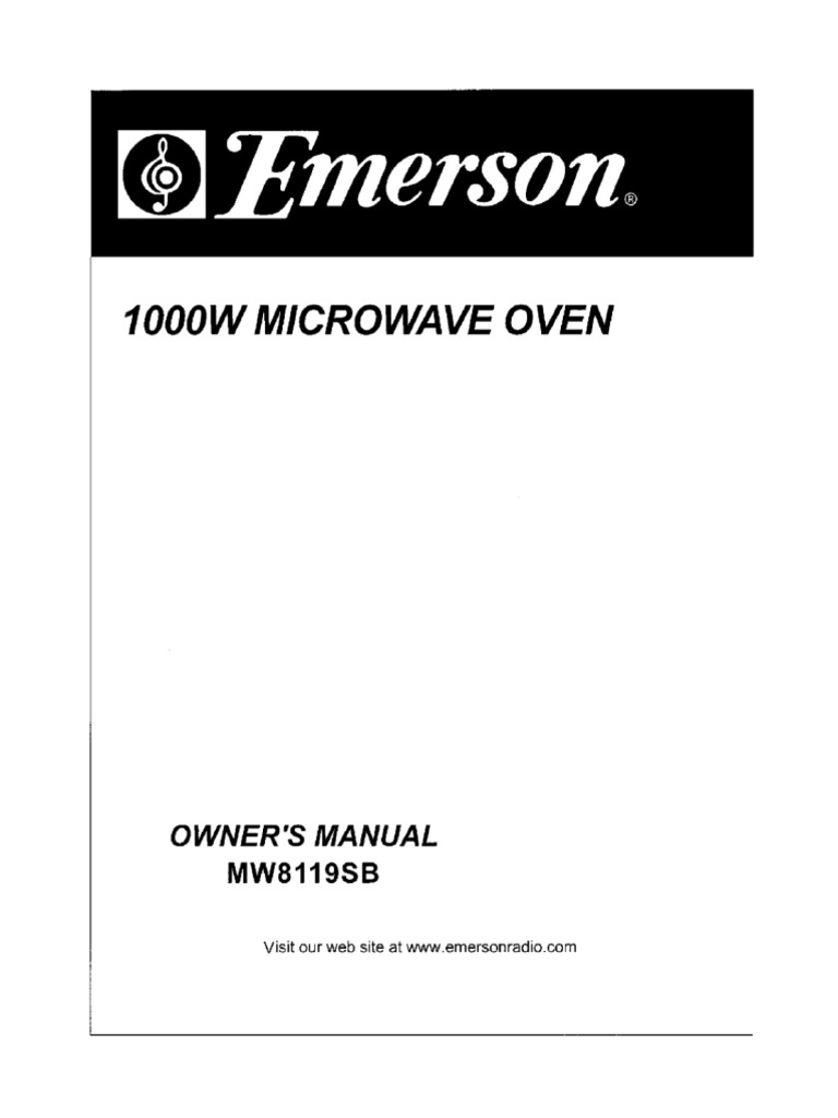 Emerson Microwave Oven MW8119SB User Manual Manualzz PDF
