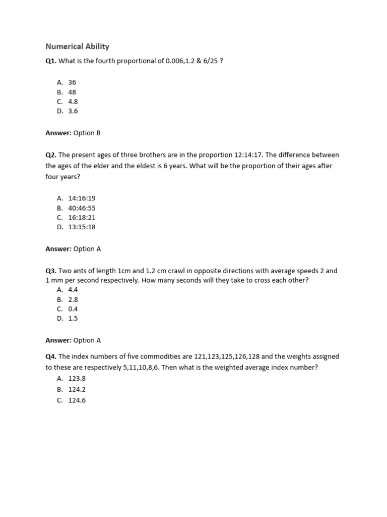 Numerical Ability PDF Speed Mean