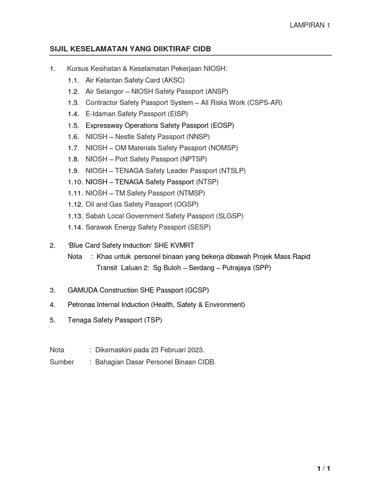 CIDB-Recognized Safety Certificates | PDF | Technology & Engineering