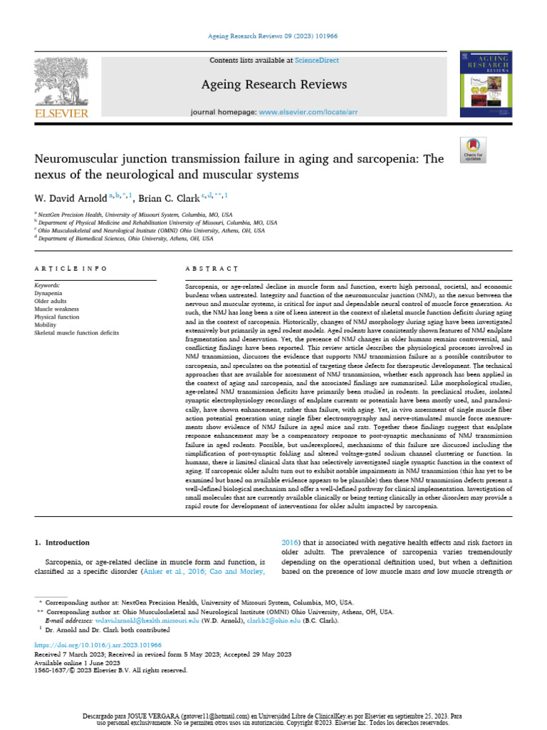 Neuromuscular Junction Transmission Failure in Aging and Sarcopenia ...