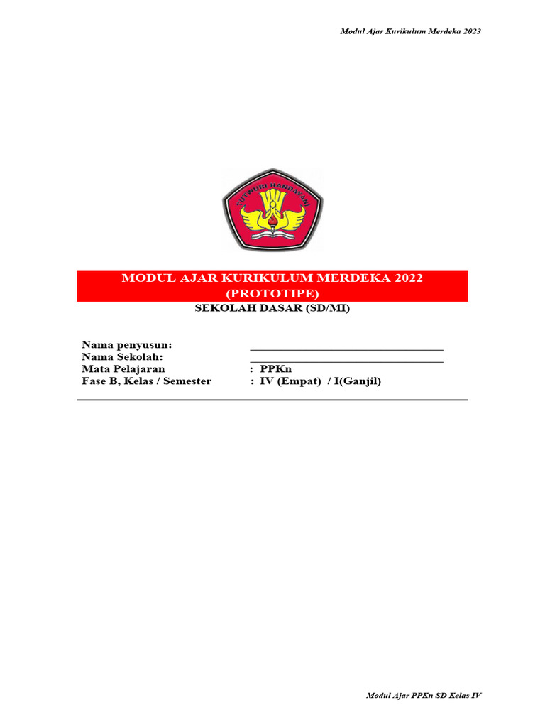 Modul Ajar PPKn SD Kelas IV 2023 | PDF | Karier & Perkembangan | Sains ...