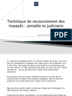 Technique de Recouvrement Des Impayés Amiable Et Judiciaire