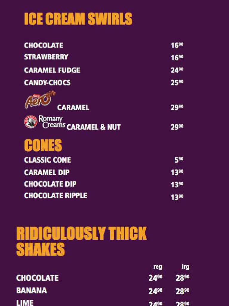 Steers Standard Menu Min | PDF