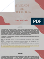 Atividade de Sociologia Formativa - 1º Anos Gabaritada