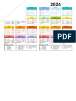 Calendario 2023 2024 Horizontal en Color